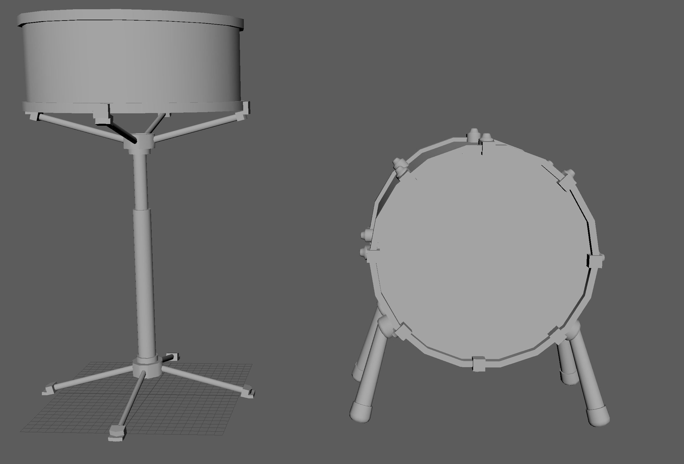 Drums drum Low-poly 3D model_3