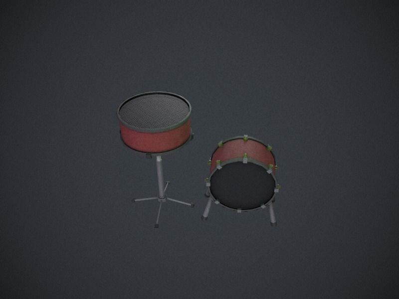 Drums drum Low-poly 3D model_7