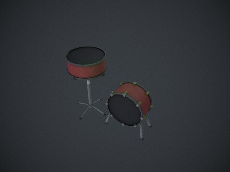 Drums drum Low-poly 3D model_6