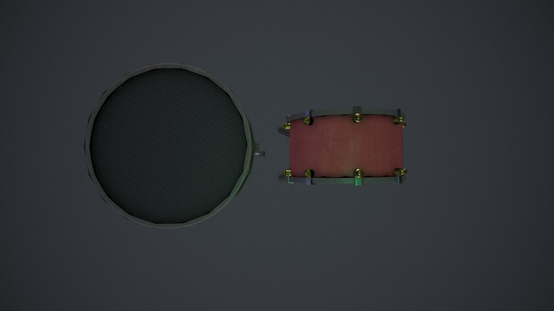 Drums drum Low-poly 3D model_2