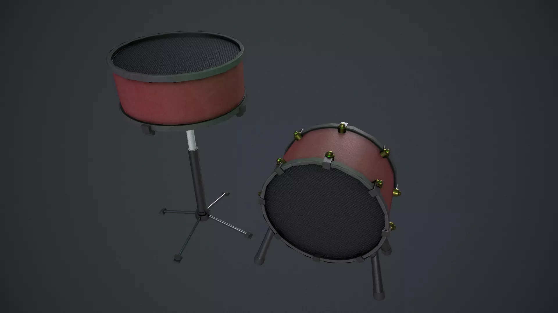 Drums drum Low-poly 3D model_0