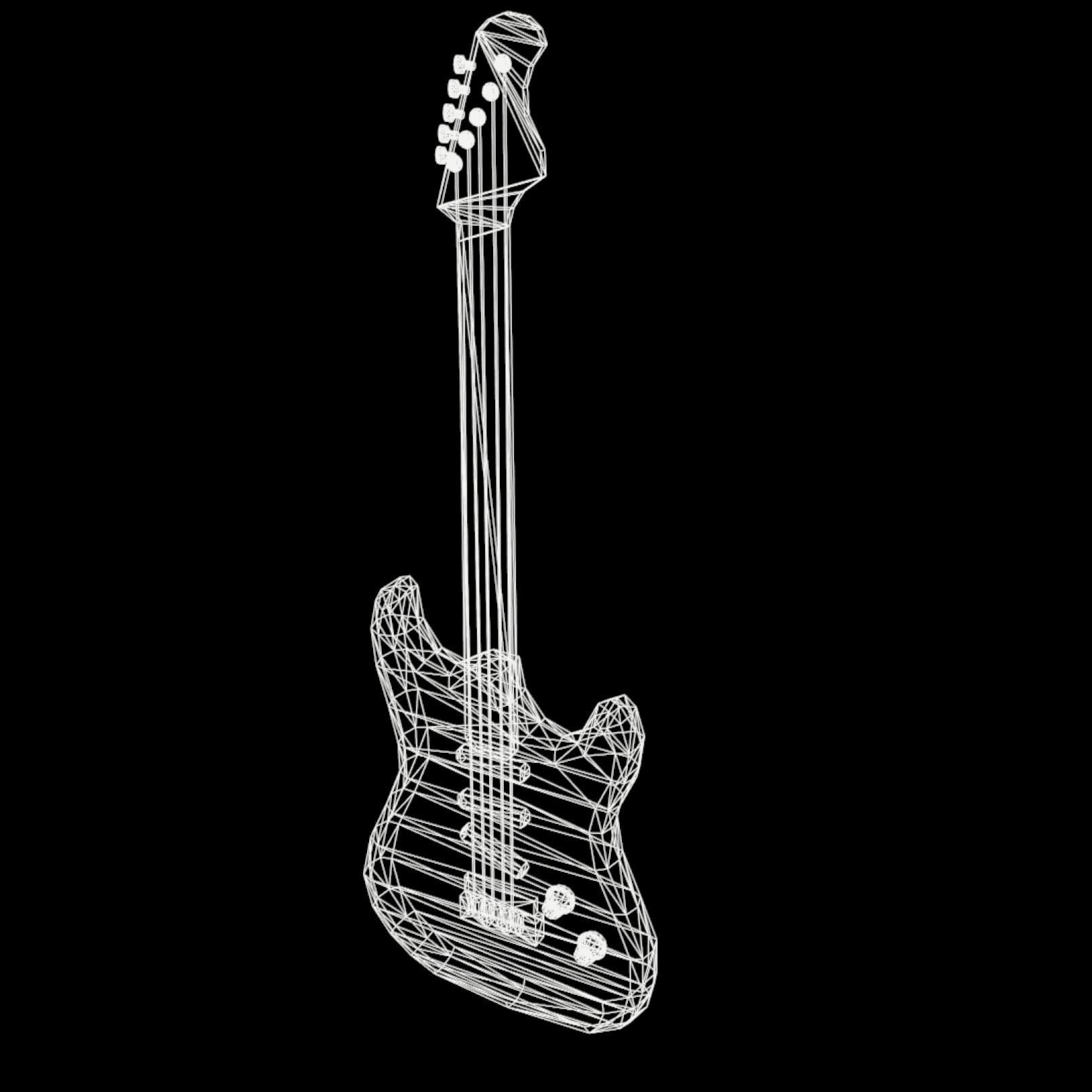 Bass guitar Low-poly 3D model_5
