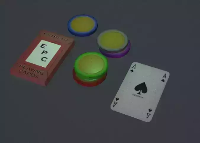 Casino chips with card deck