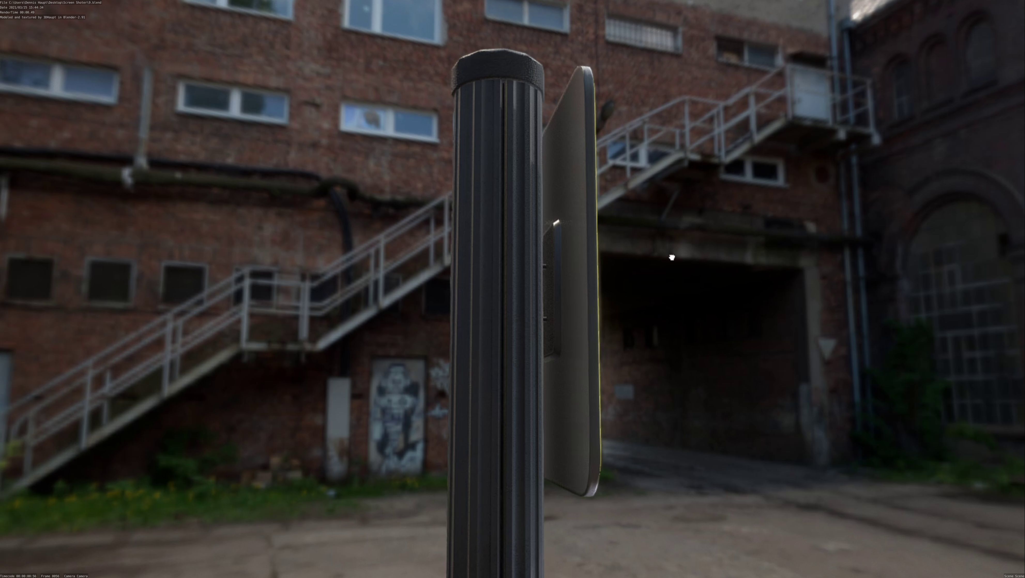 Hinweisschild Erdgas mit Pfosten und Rahmen Low-poly 3D model_14