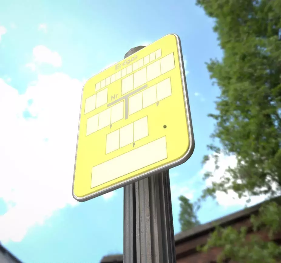 Hinweisschild Erdgas mit Pfosten und Rahmen Low-poly 3D model_0