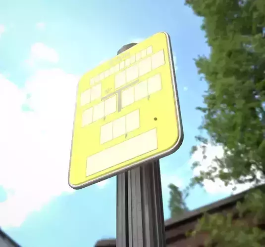 Hinweisschild Erdgas mit Pfosten und Rahmen Low-poly 3D model