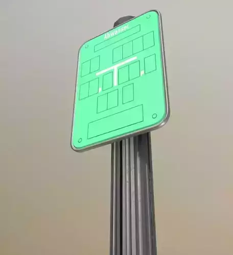 Hinweisschild Abwasser mit Pfosten und Rahmen Low-poly 3D model