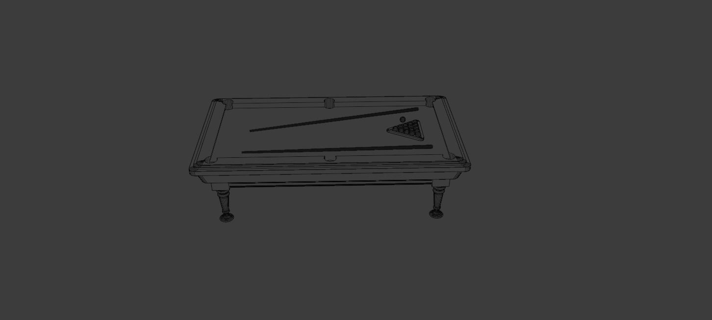 Billiard pool table and cues 3D model_5