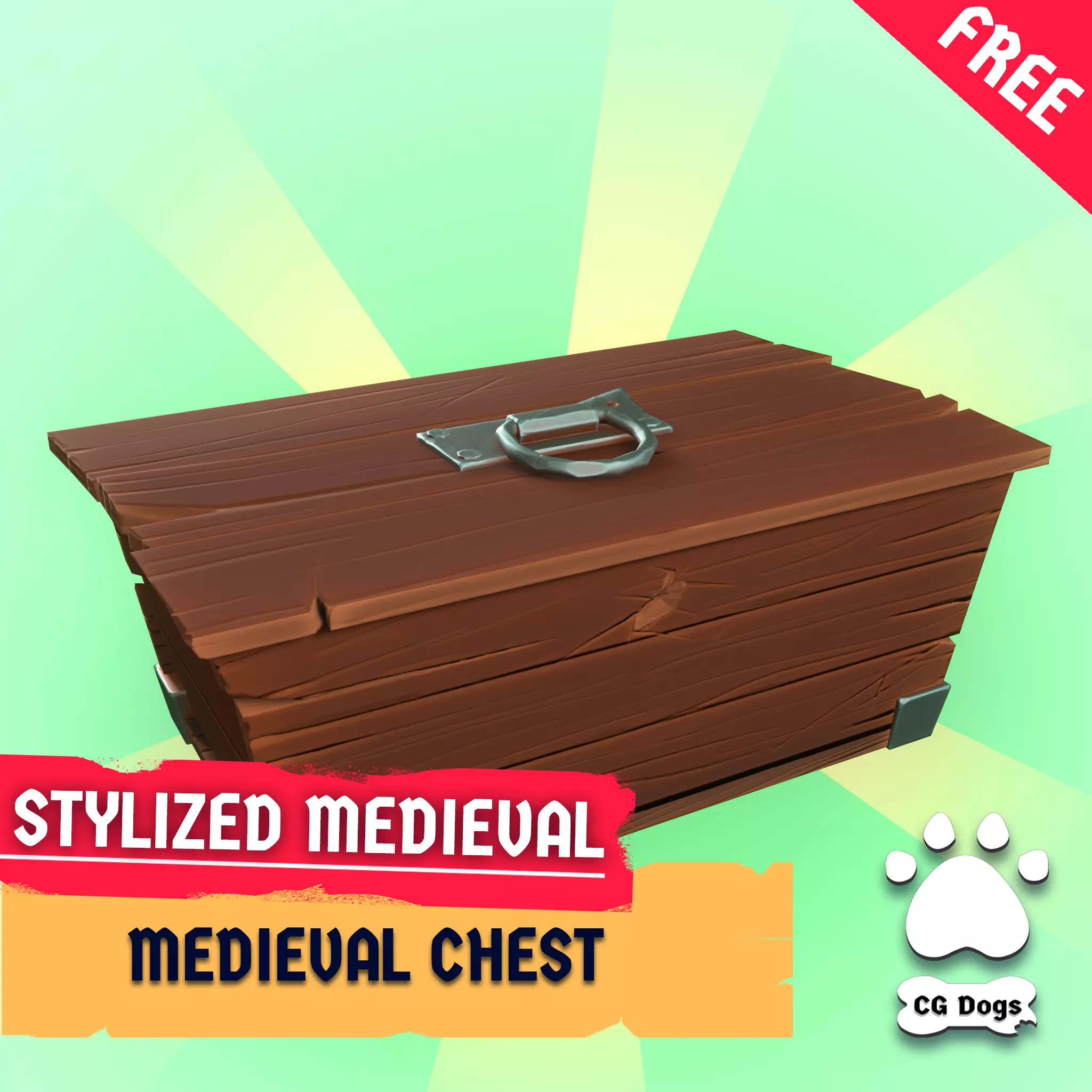 FREE - Stylized Medieval Chest Free low-poly 3D model