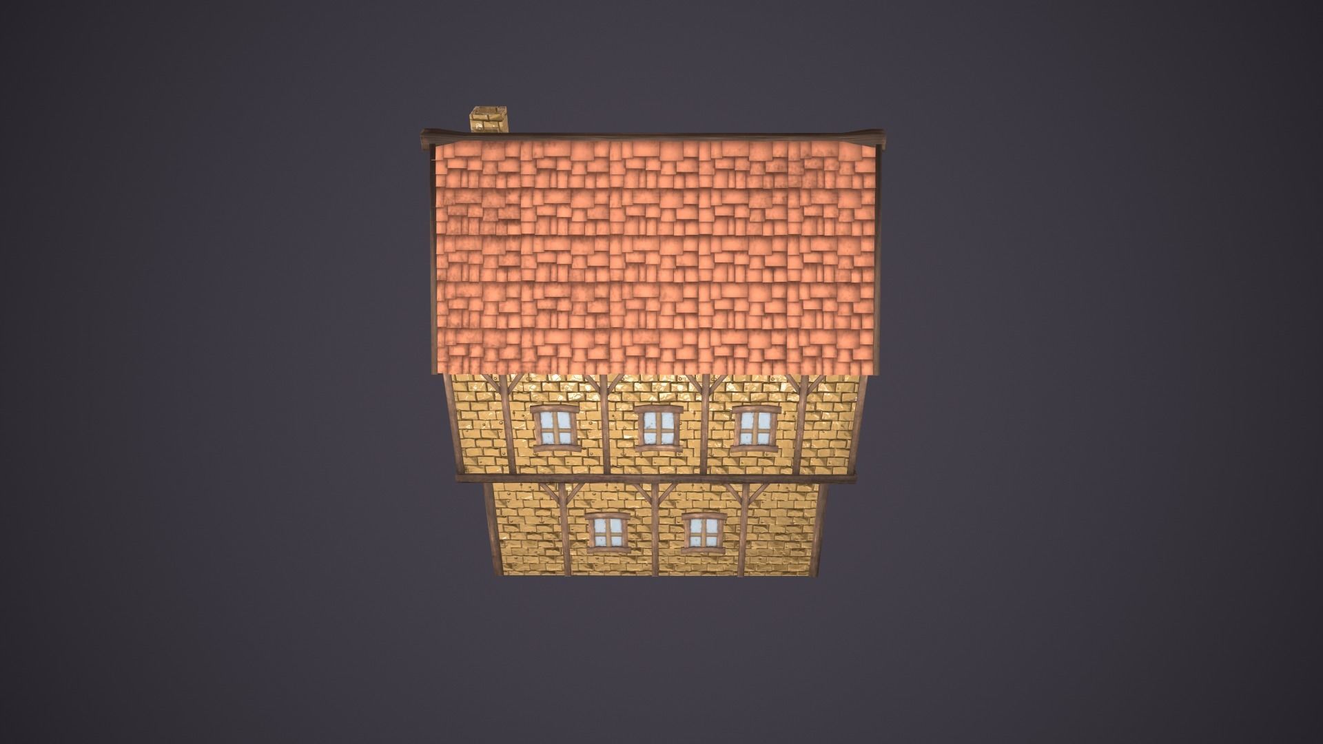 Medieval house Low-poly 3D model_5