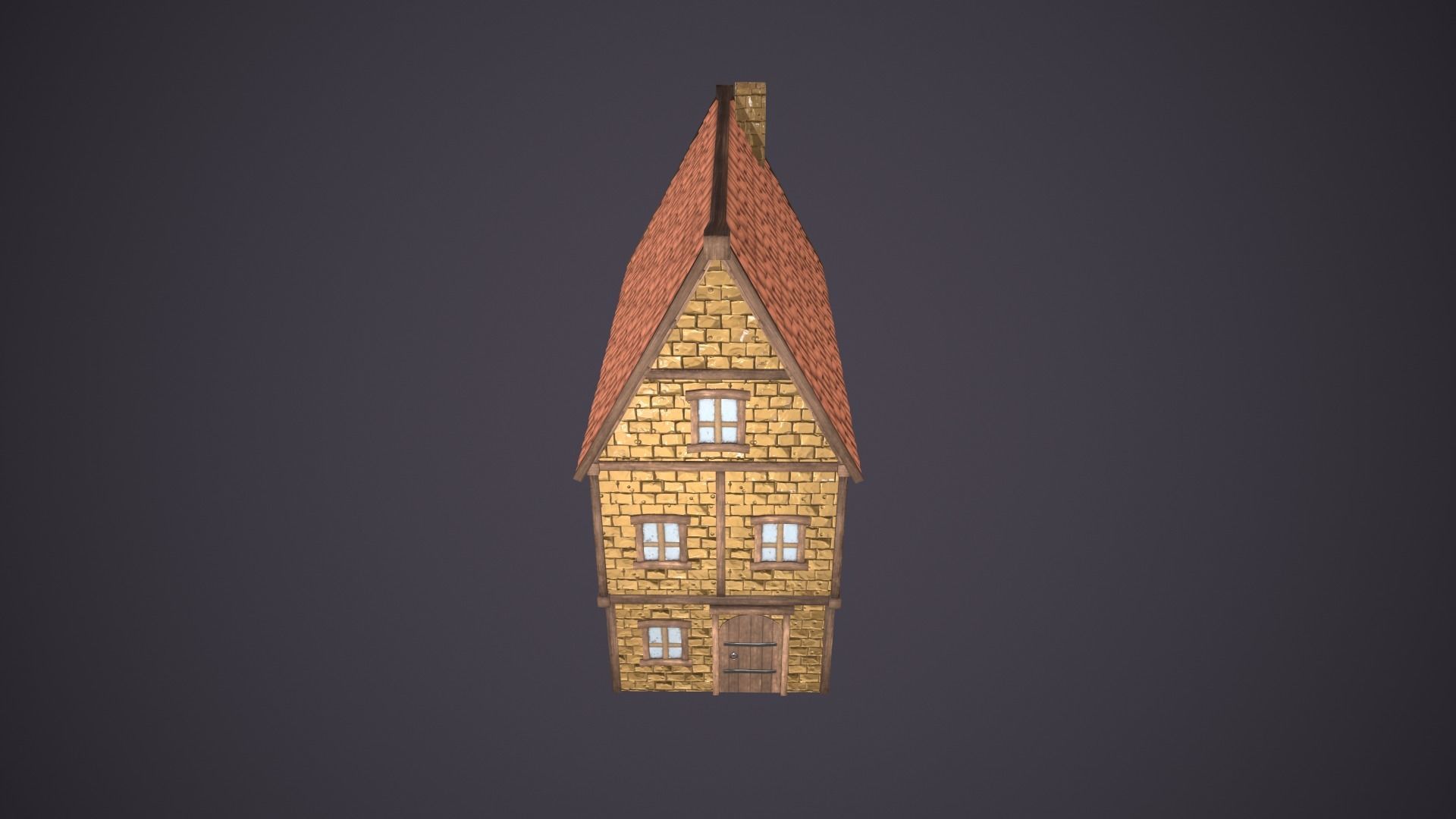 Medieval house Low-poly 3D model_7