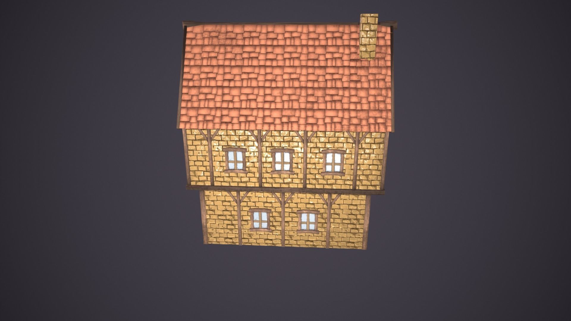 Medieval house Low-poly 3D model_4