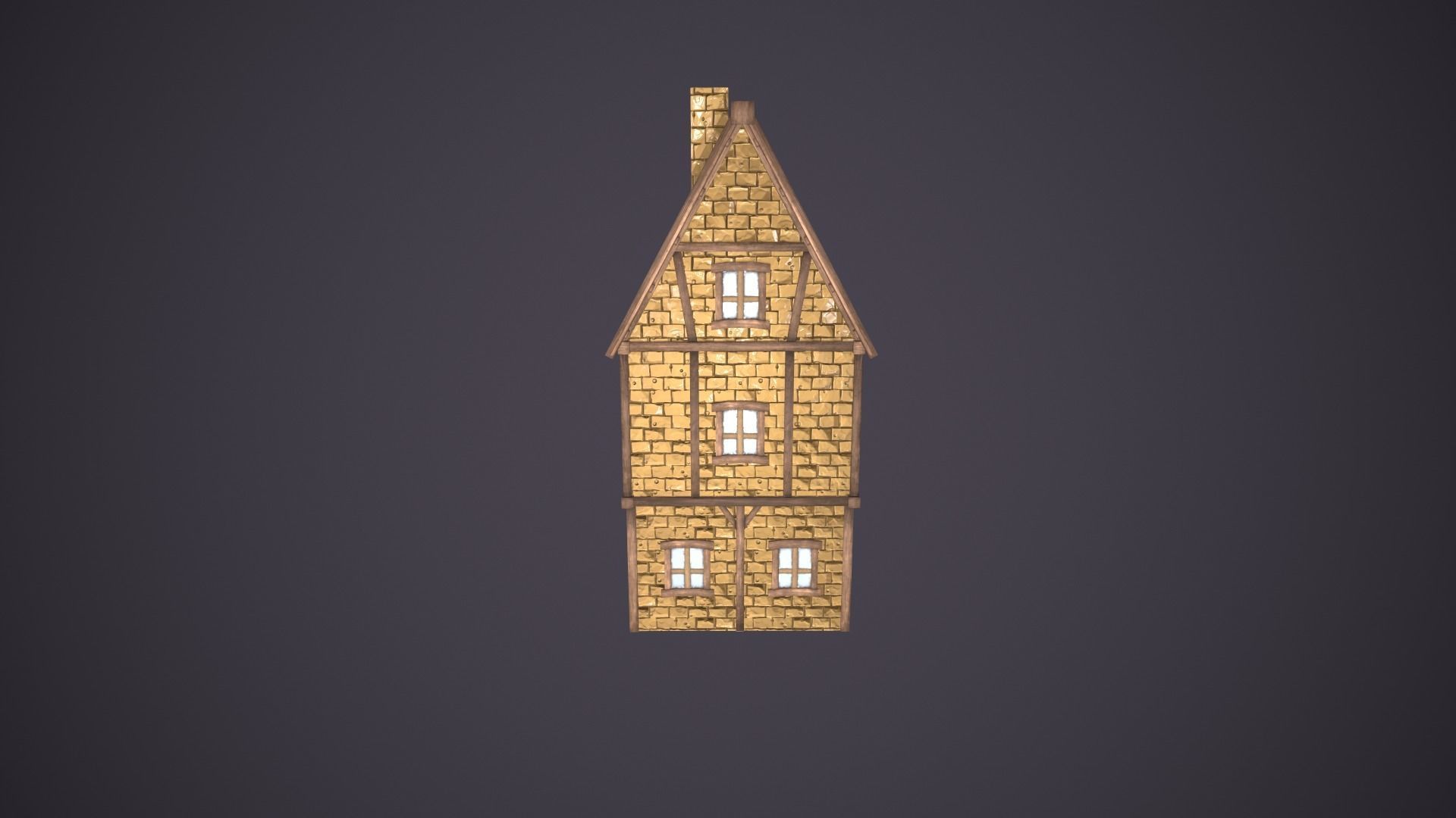 Medieval house Low-poly 3D model_2