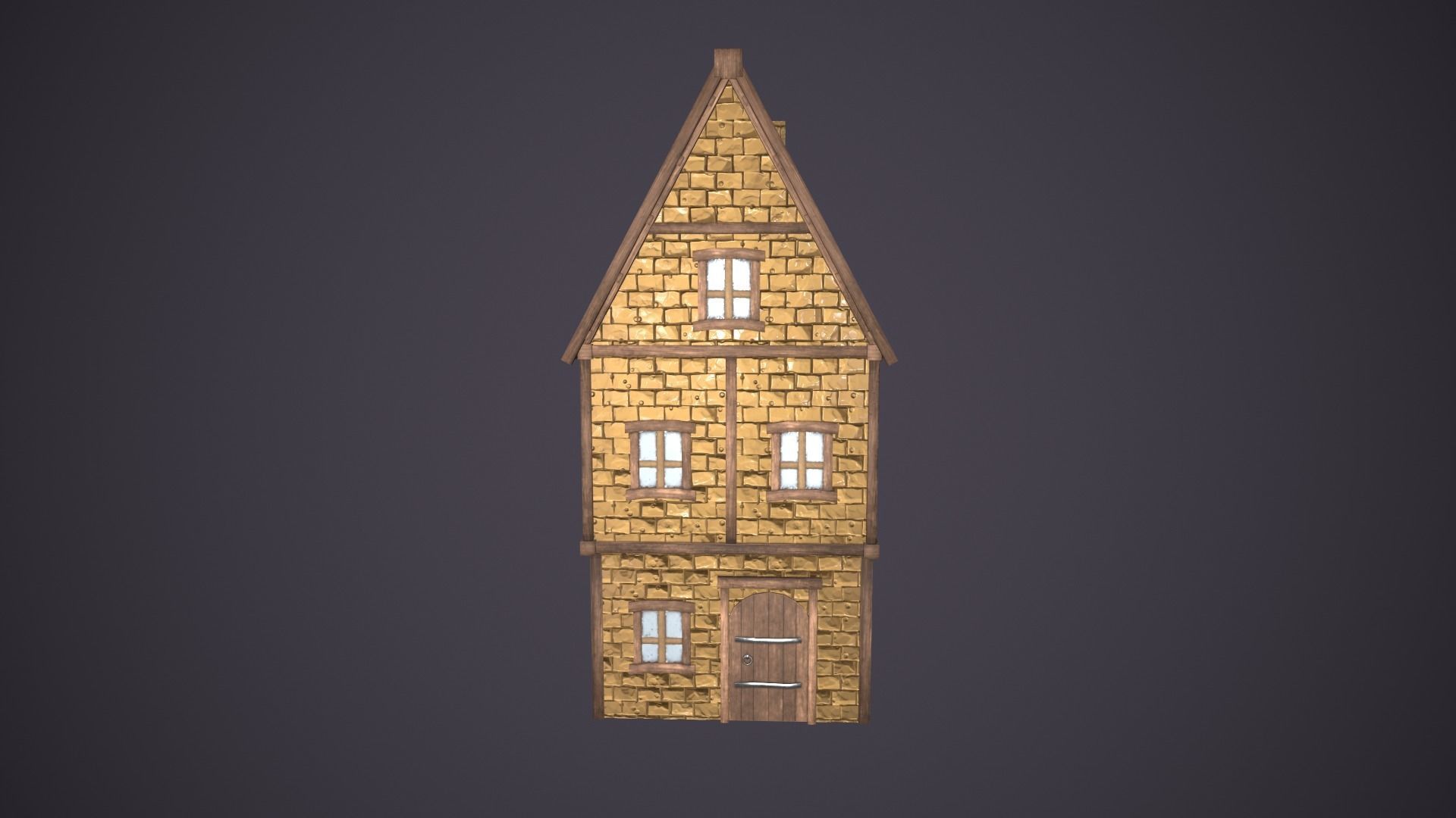 Medieval house Low-poly 3D model_6