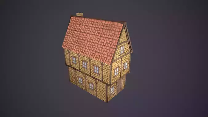 Medieval house Low-poly 3D model