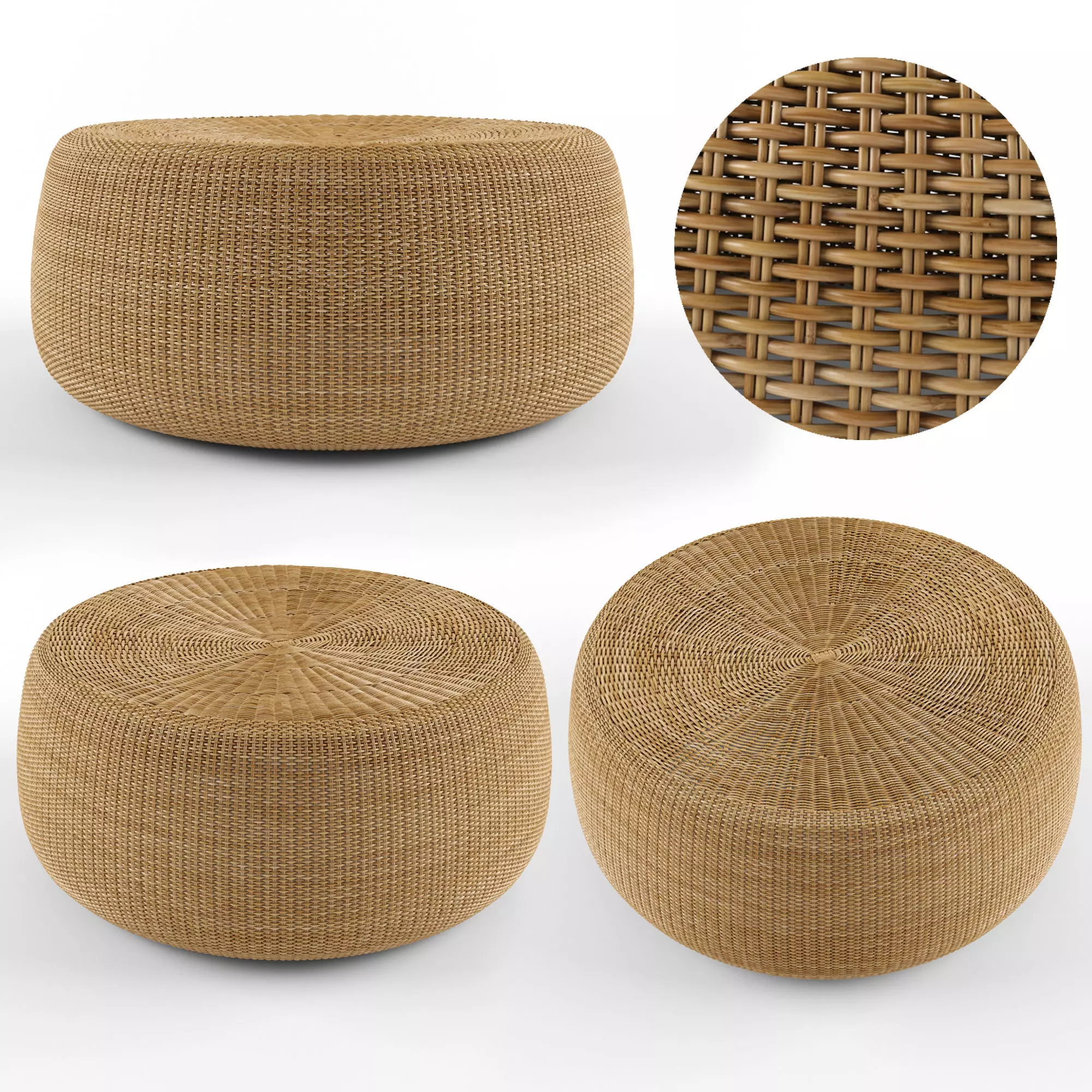 Low table with ottoman 3D model_0