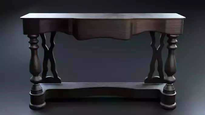 Wooden Retro Sideboard 3D model