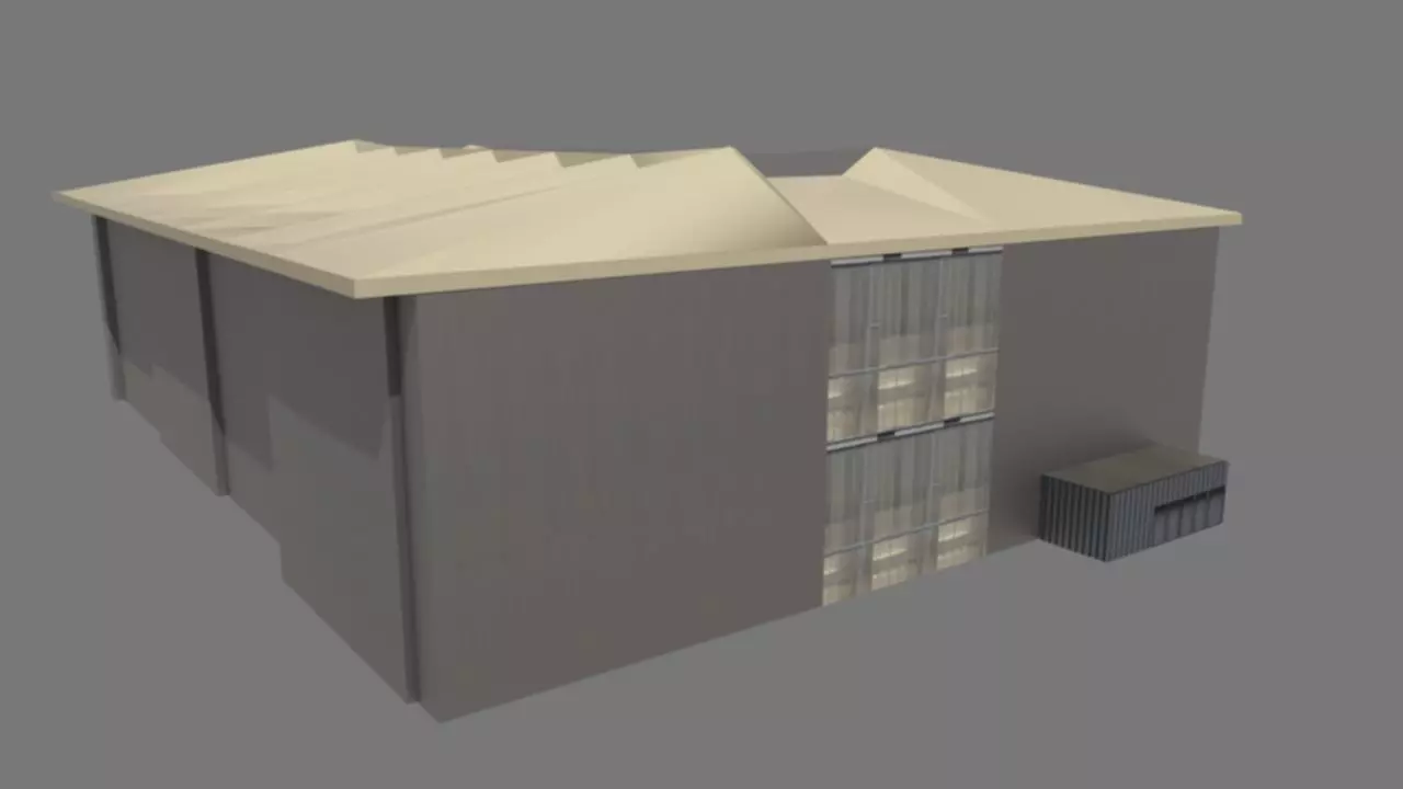 Hangar warehouse Low-poly 3D model_0