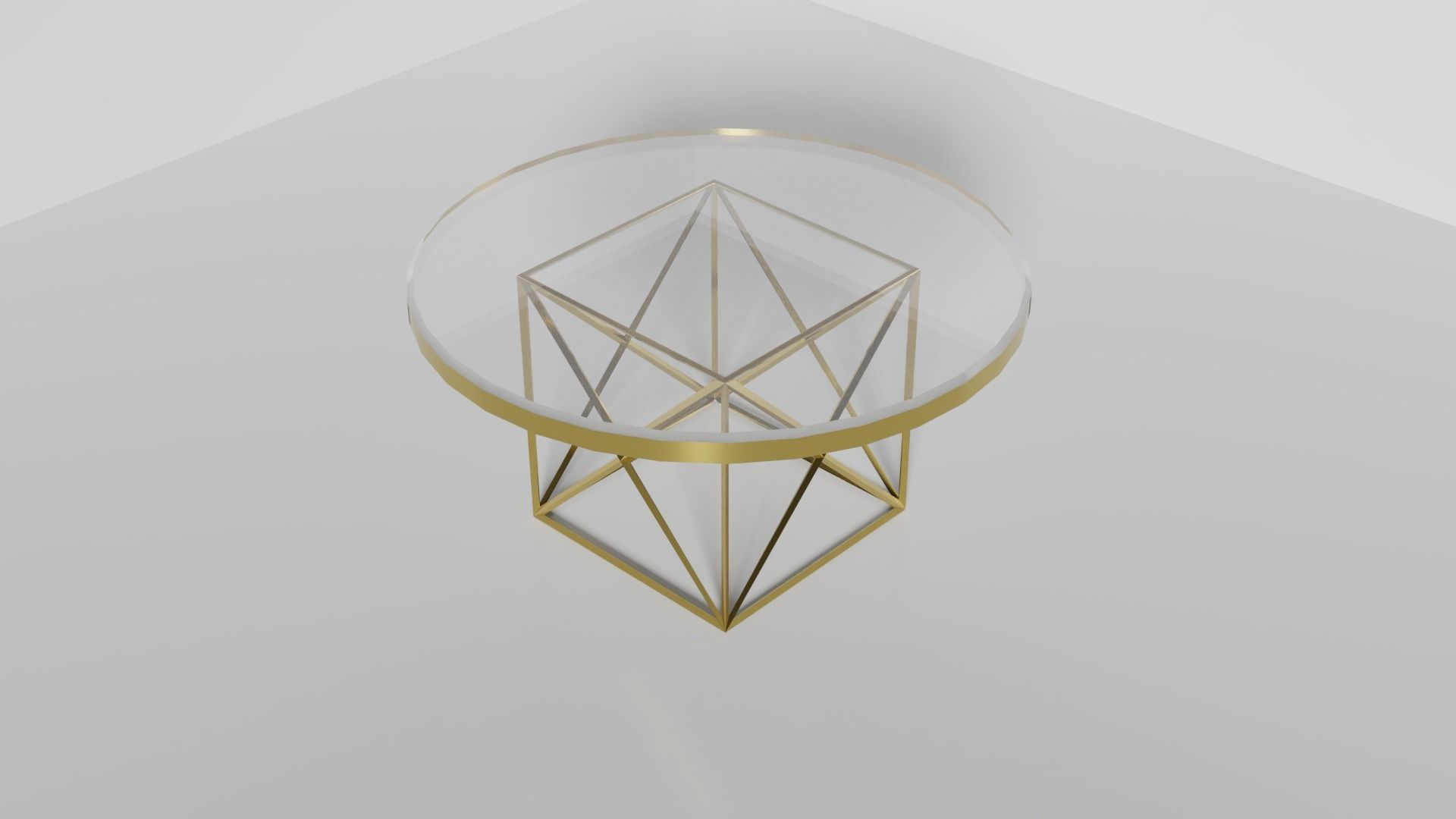 Glass table Low-poly 3D model_2