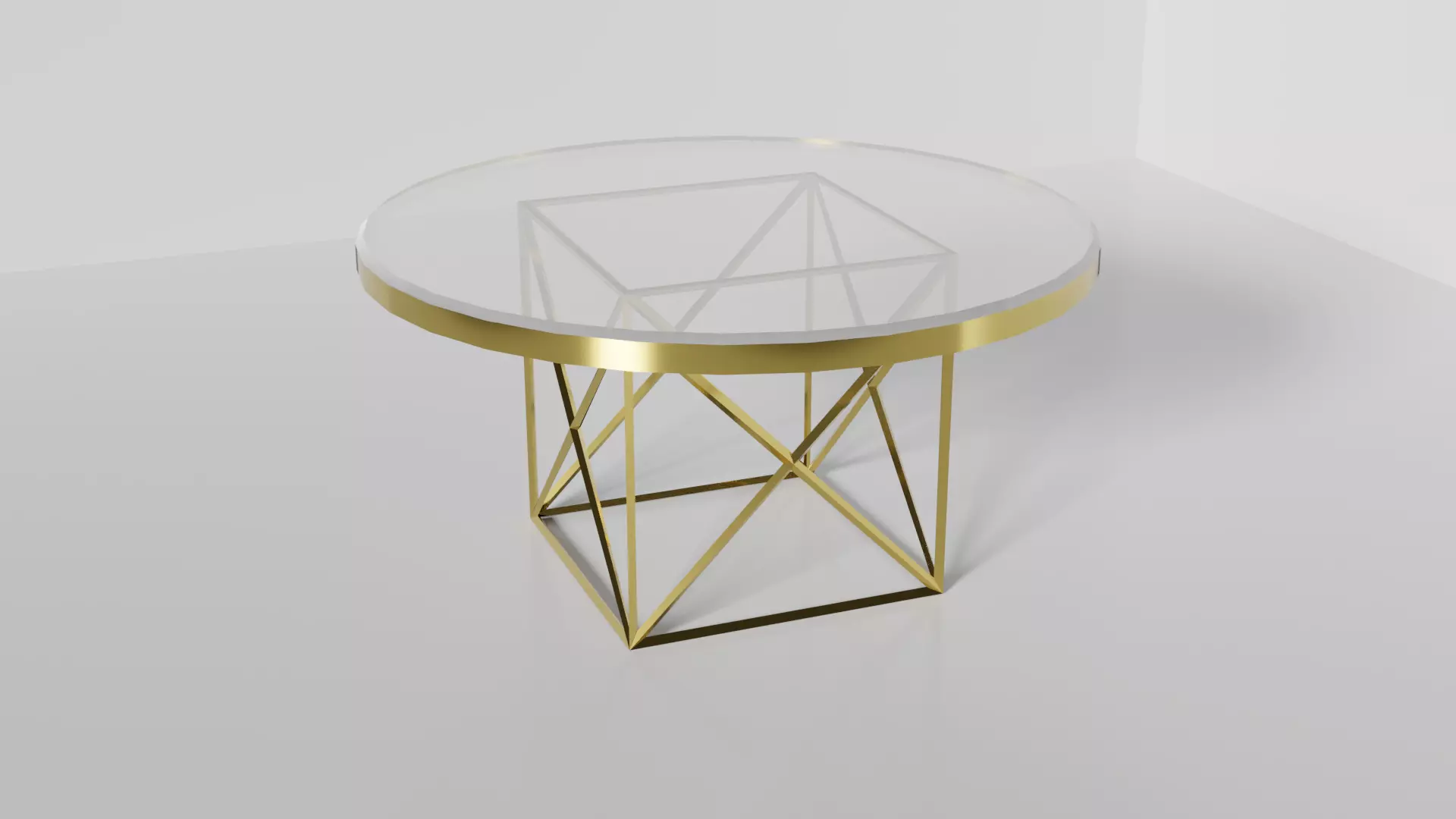 Glass table Low-poly 3D model_0