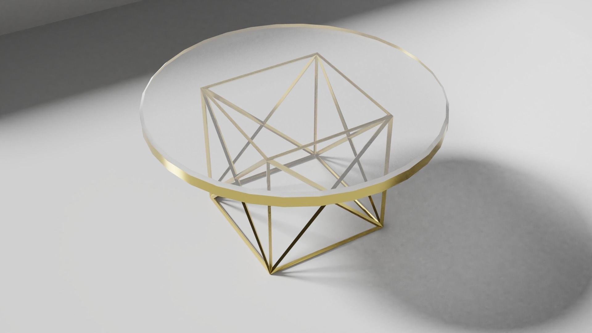 Glass table Low-poly 3D model_1