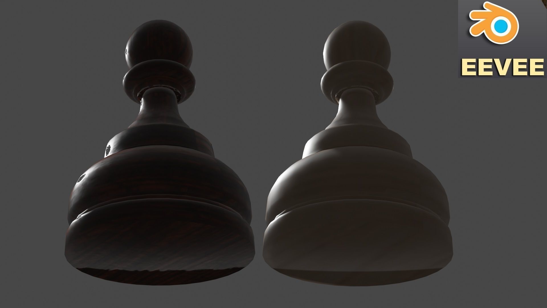Wooden Pawn Chess Pieces 3D model_3
