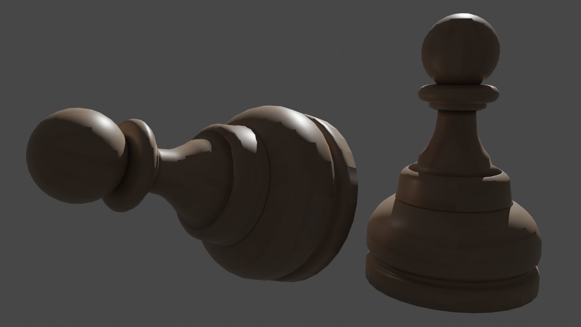 Wooden Pawn Chess Pieces 3D model_5