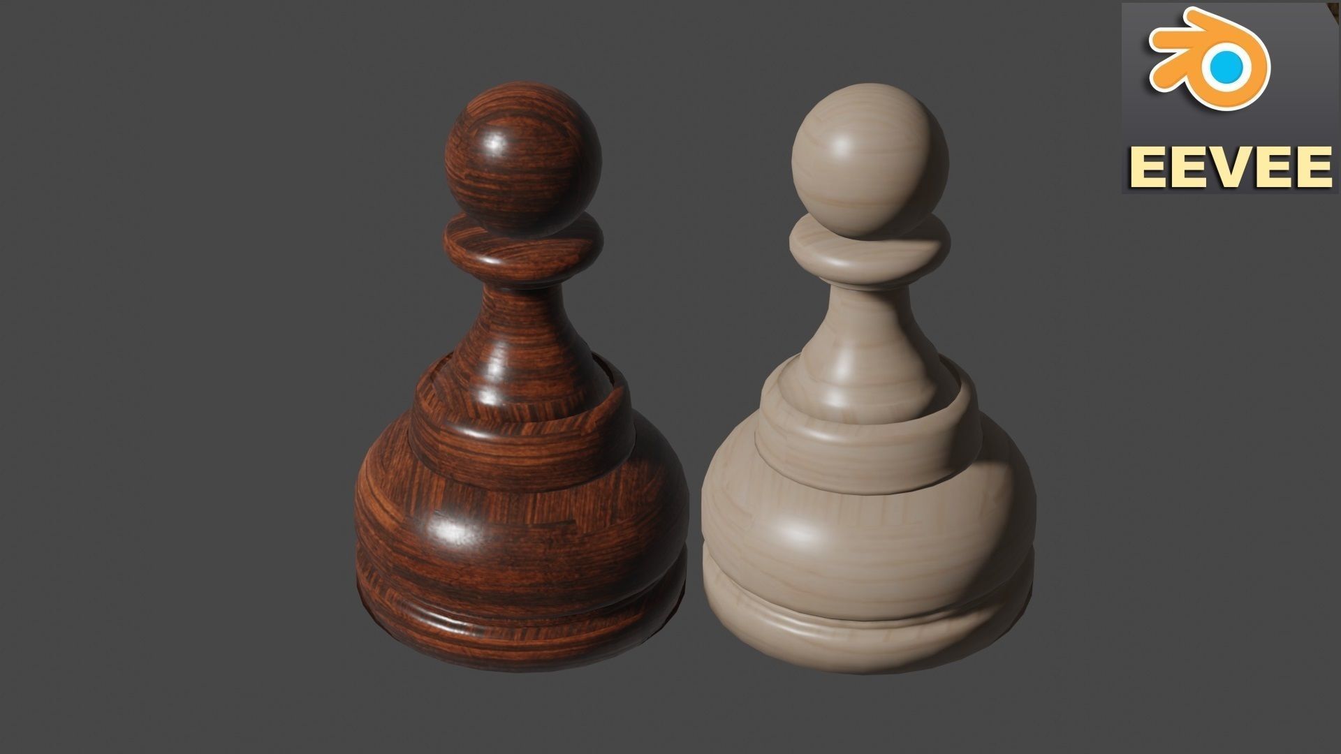 Wooden Pawn Chess Pieces 3D model_1