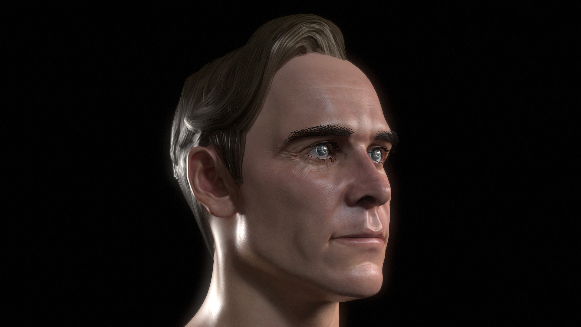 MIchael Fassbender Portrait Low-poly 3D model_1