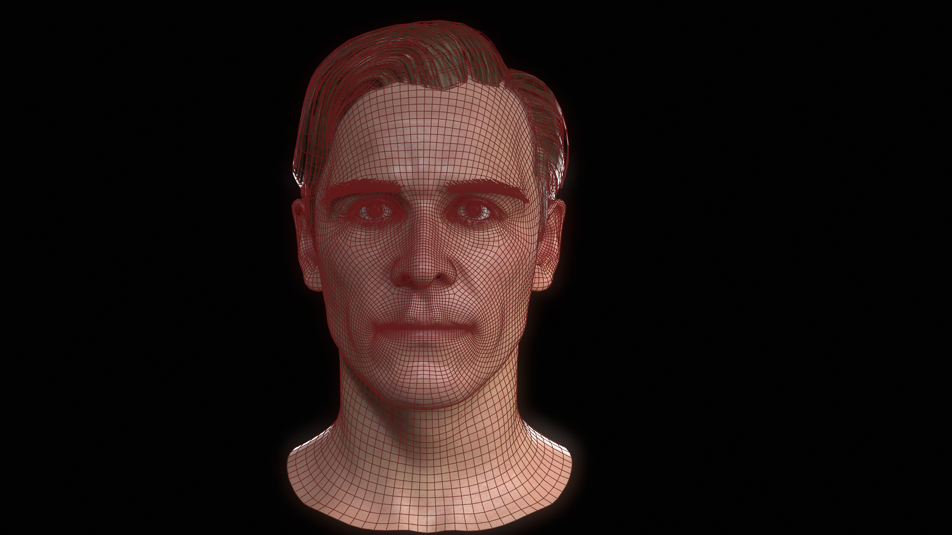 MIchael Fassbender Portrait Low-poly 3D model_9
