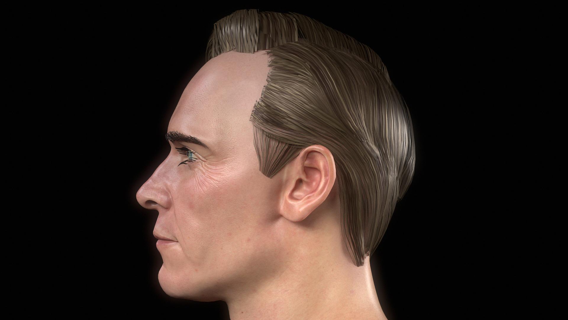 MIchael Fassbender Portrait Low-poly 3D model_4