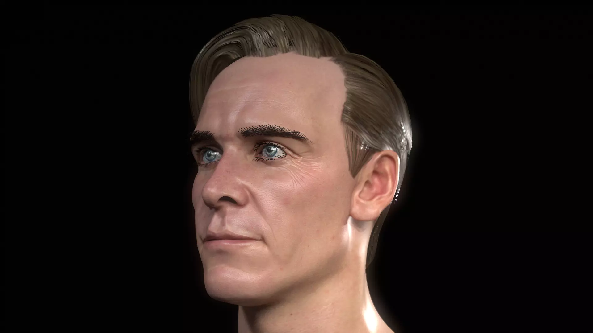 MIchael Fassbender Portrait Low-poly 3D model_0