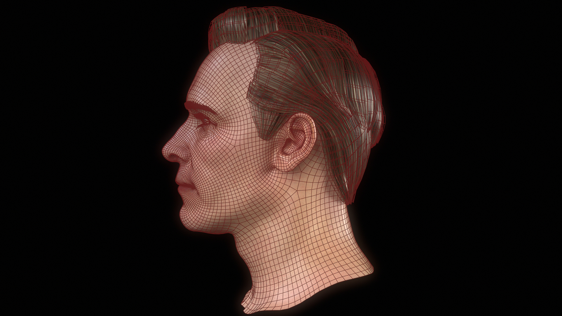 MIchael Fassbender Portrait Low-poly 3D model_10