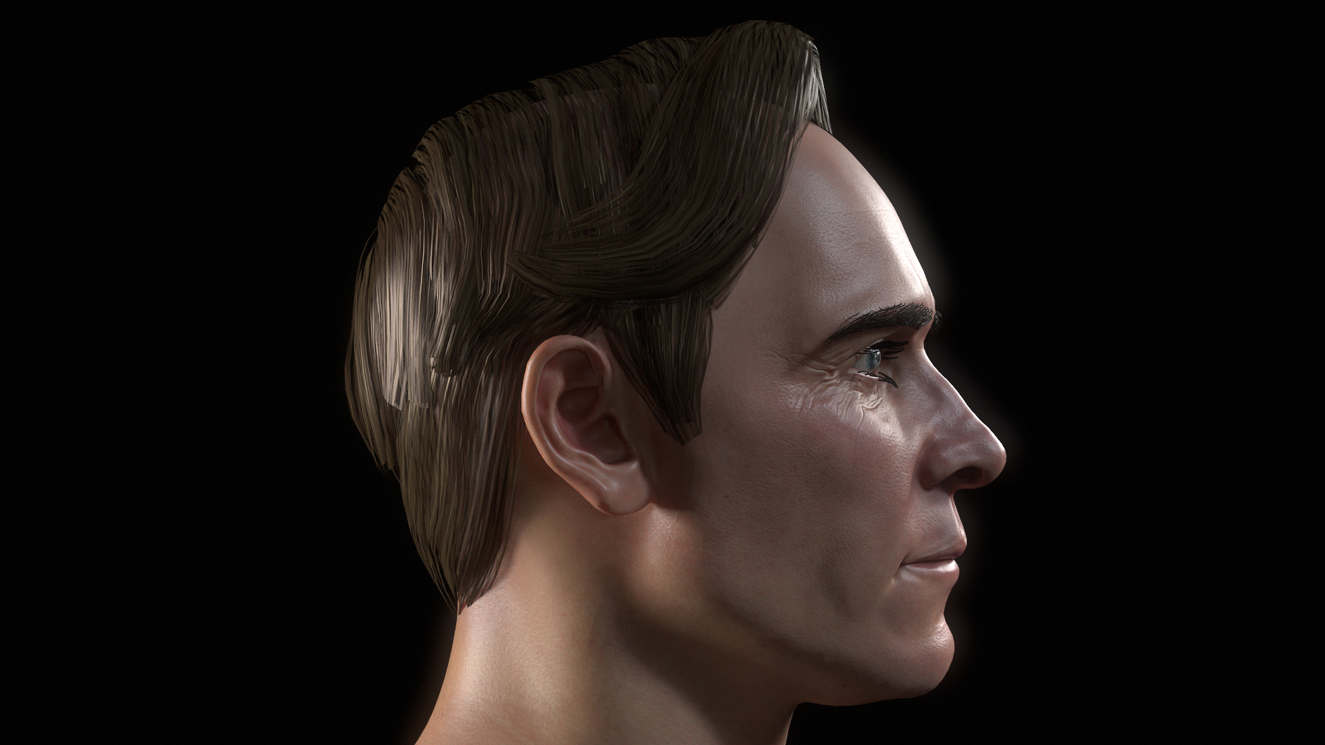 MIchael Fassbender Portrait Low-poly 3D model_5