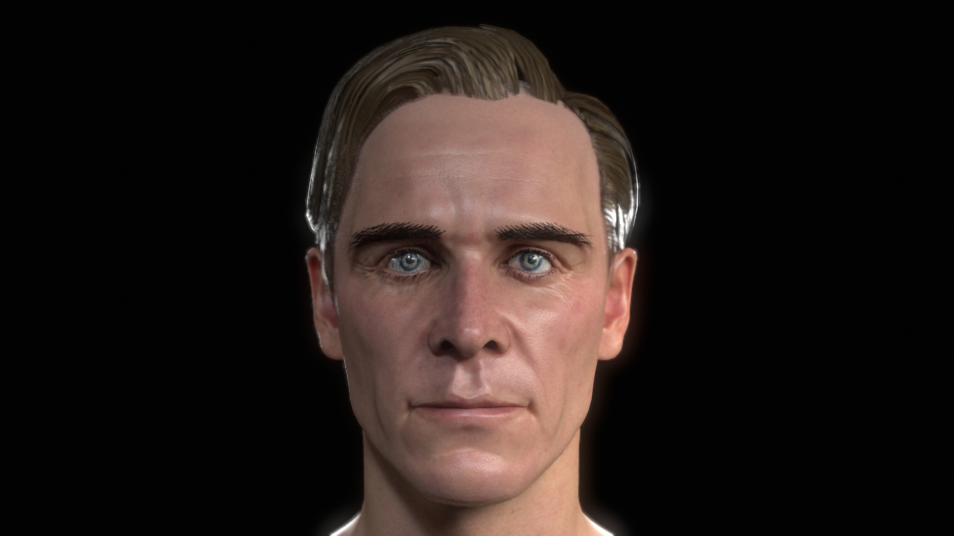 MIchael Fassbender Portrait Low-poly 3D model_2