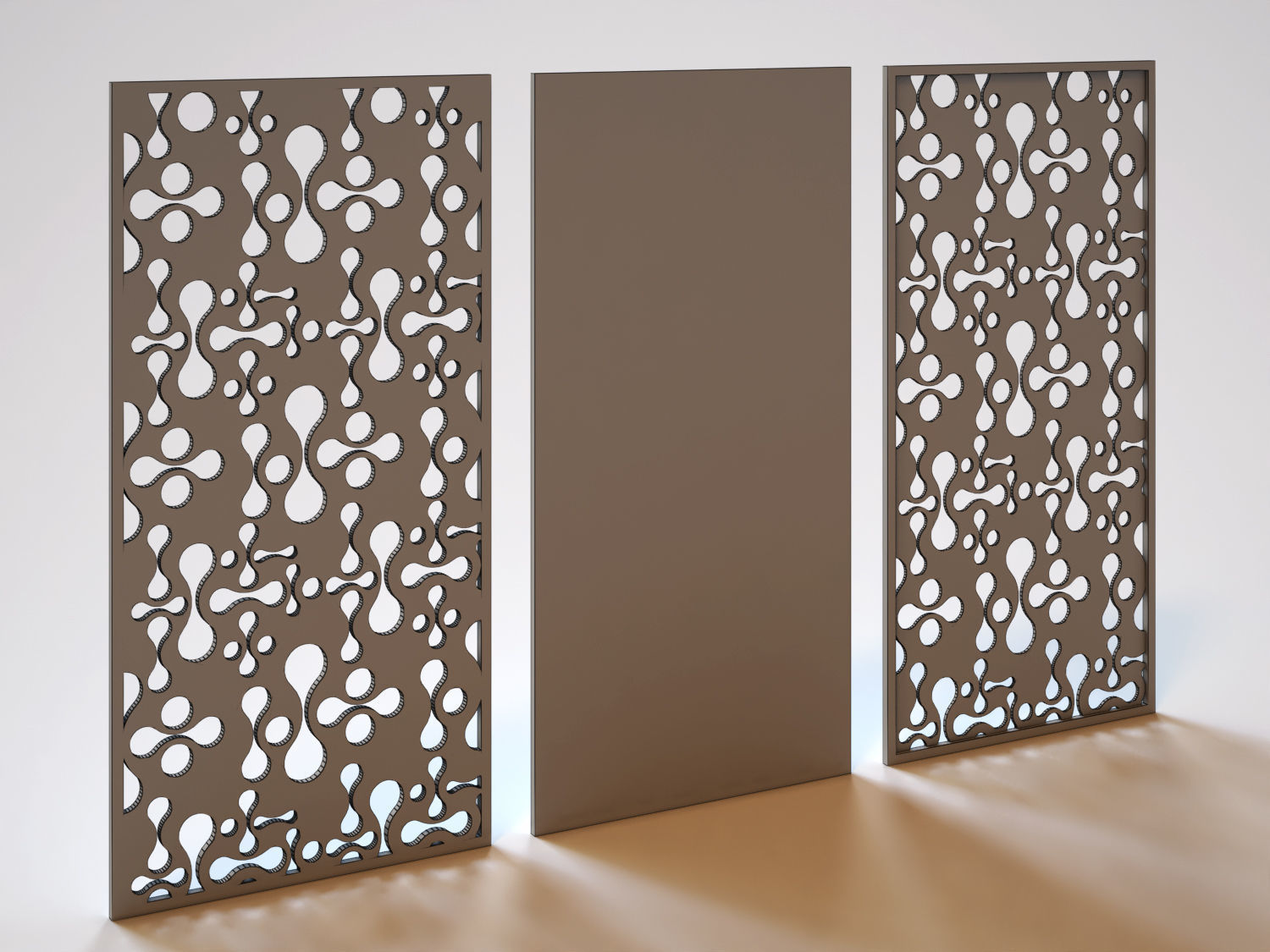 Partition three wooden panels 3D model_3