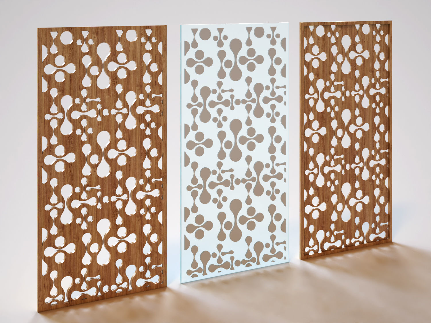 Partition three wooden panels 3D model_1