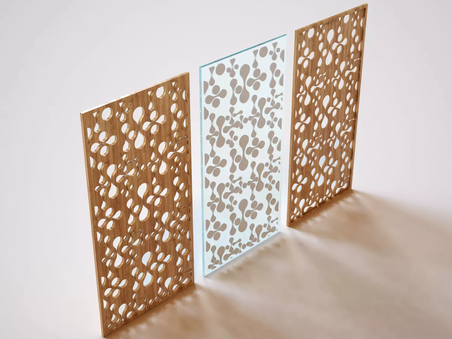 Partition three wooden panels 3D model_0