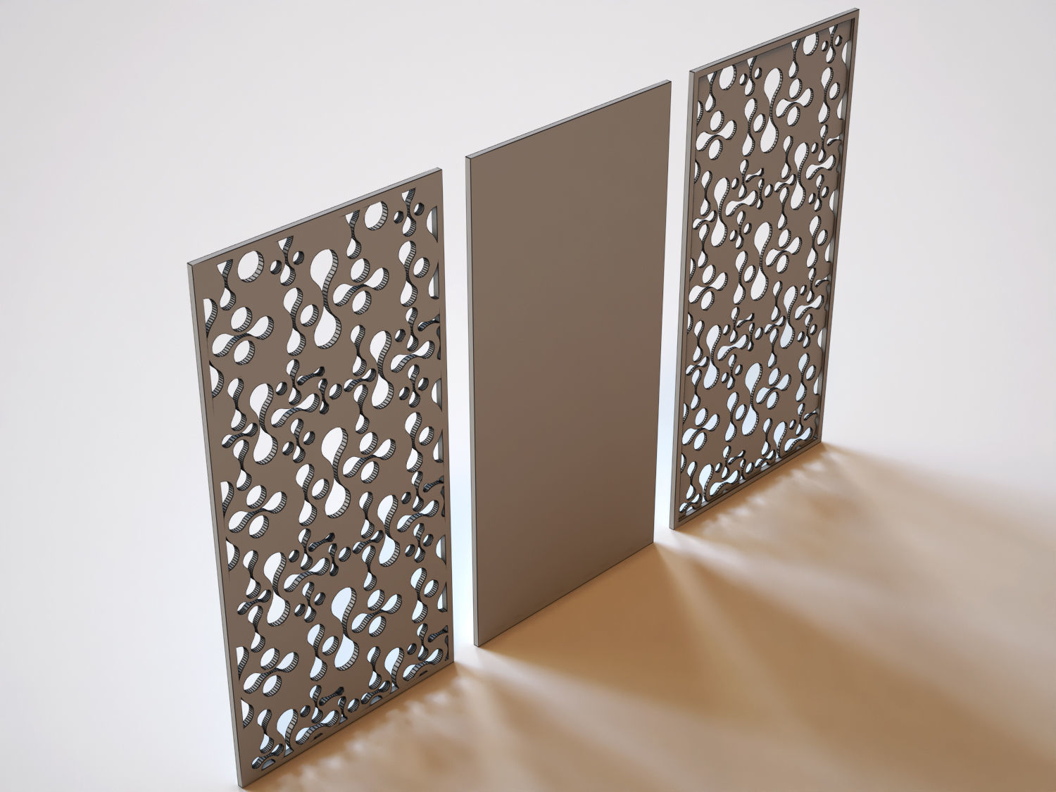 Partition three wooden panels 3D model_2