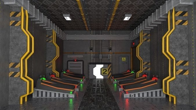 Sci-Fi Corridor Interior Cryochamber Base Scene  Low-poly 3D model