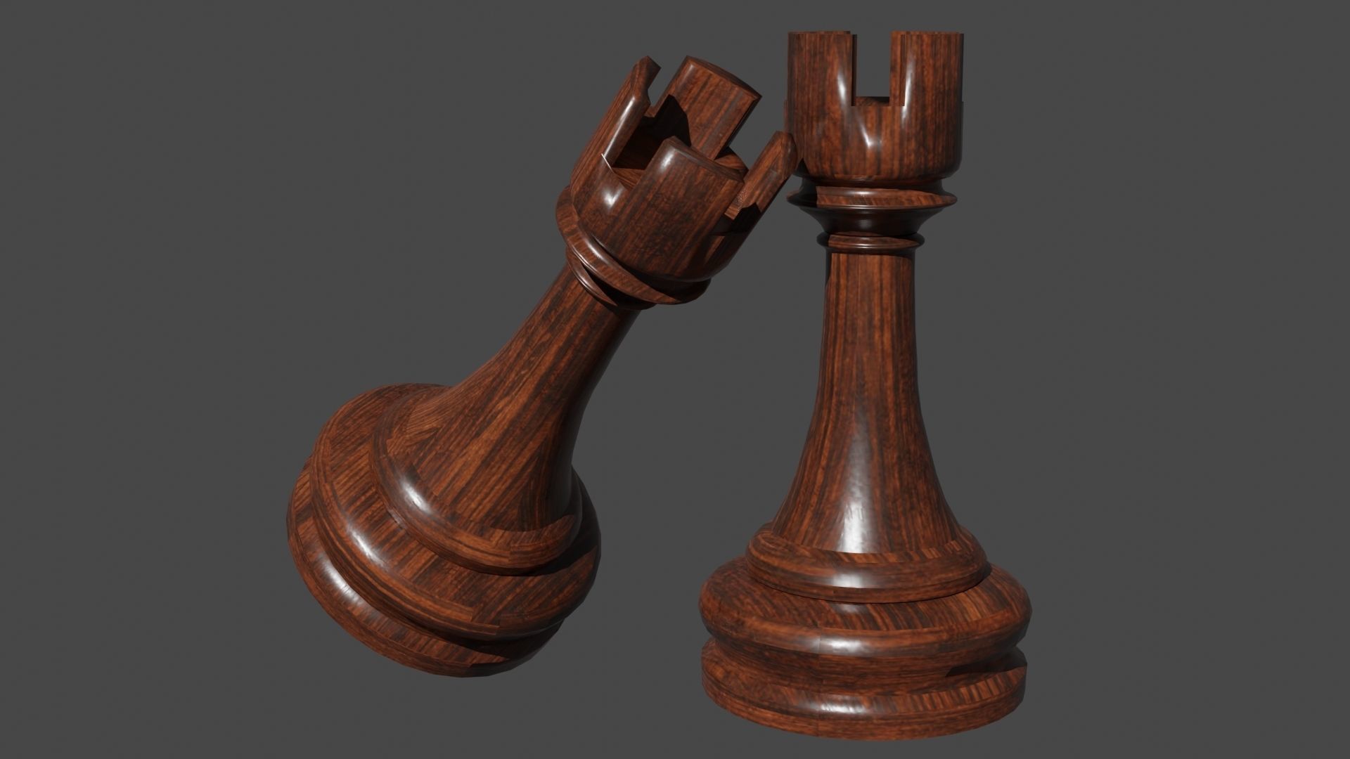 Wooden Rook Chess Pieces 3D model_6