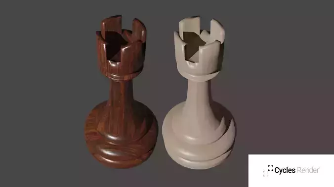 Wooden Rook Chess Pieces 3D model