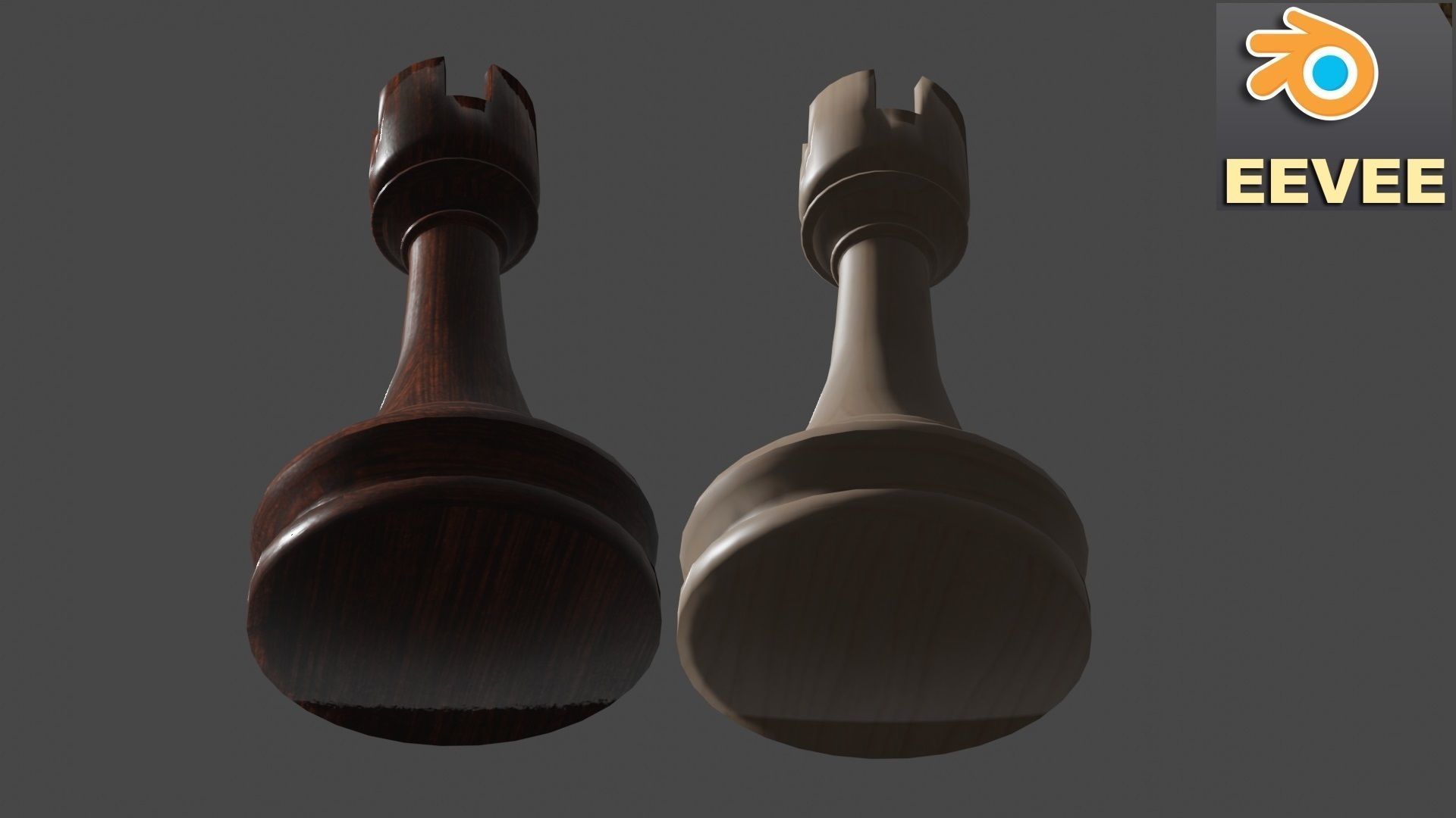 Wooden Rook Chess Pieces 3D model_2