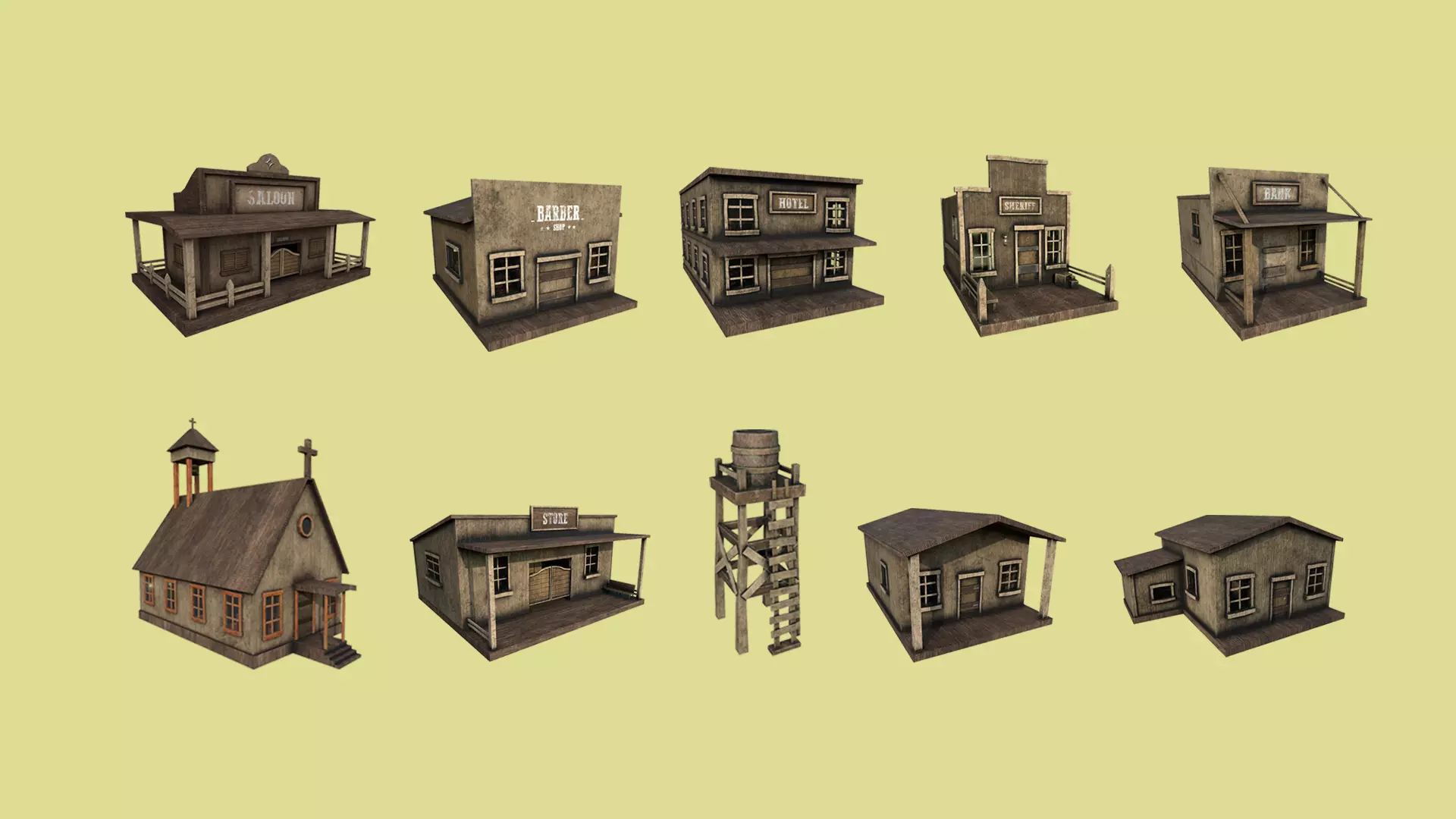 10 Wild West Building Collection - Western Backdrop Full Perm _0