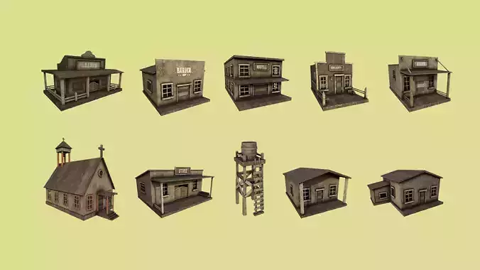 10 Wild West Building Collection - Western Backdrop Full Perm 10 Wild West Building Collection - Western Backdrop Full Perm