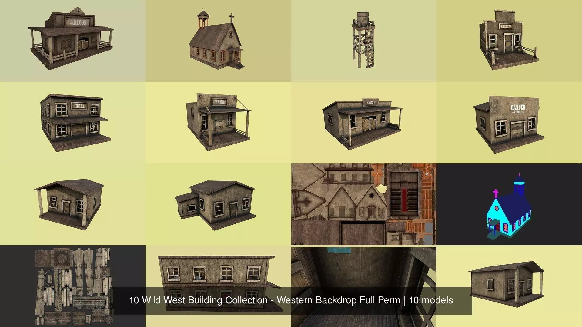 10 Wild West Building Collection - Western Backdrop Full Perm _1