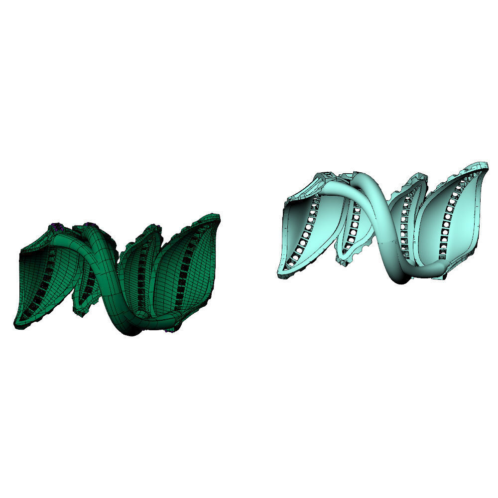 Big Leaves Diamonds Ring 3D print model_7