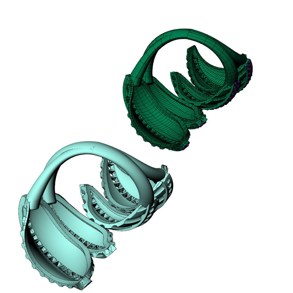 Big Leaves Diamonds Ring 3D print model_12