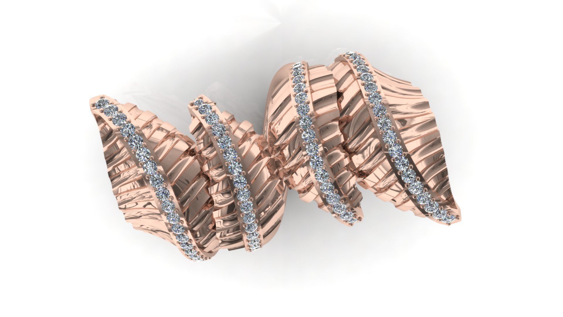 Big Leaves Diamonds Ring 3D print model_3