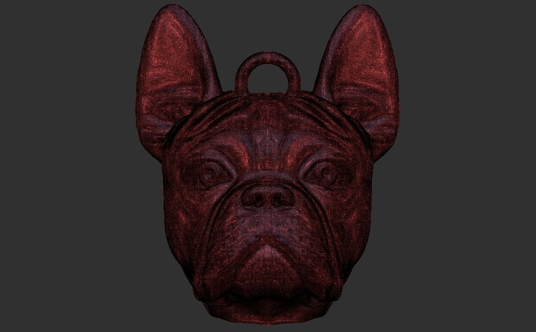 French Bulldog head key ring for 3D printing 3D print model_16
